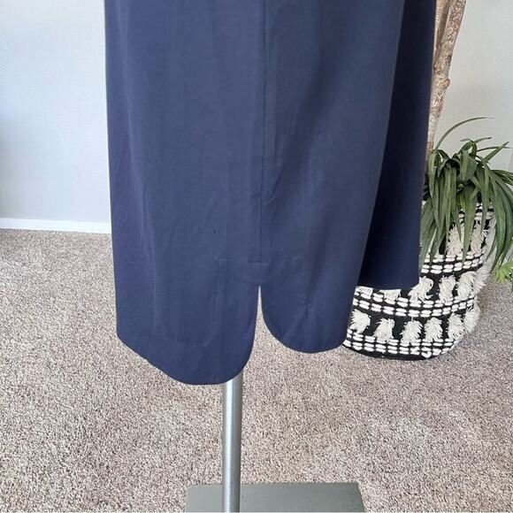 Lafayette 148 New York V-Neck Shirtdress Navy Blue - Picture 6 of 12